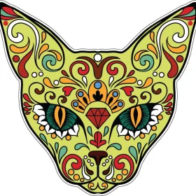 Sugar Skull Cat Fancy Feline Tribute to the Day of the Dead Mexican Style Art vinyl sticker