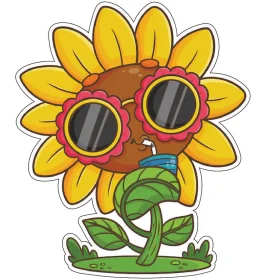 Cute Cool Sunflower Enjoying Summer Soft Drink Sunglasses Cheerful Tropical Bright Yellow Vintage Style Trendy vinyl sticker