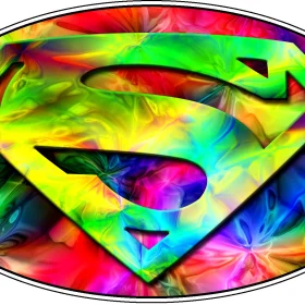 Superman Logo Rainbow Oval vinyl sticker