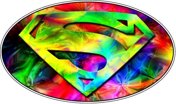 Superman Logo Rainbow Oval vinyl sticker