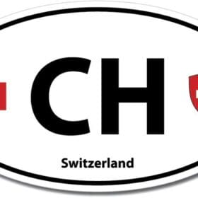 Switzerland CH Euro Color Oval Black Wall Window Car Sticker Decal