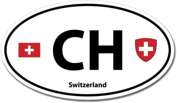 Switzerland CH Euro Color Oval Black Wall Window Car Sticker Decal