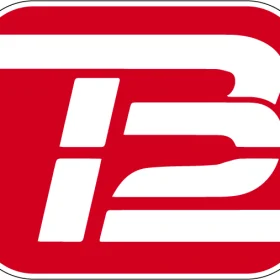 TB12 logo vinyl sticker white on red background