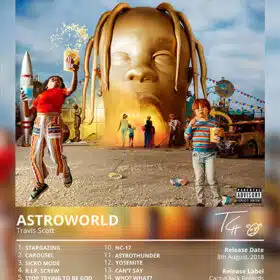 Travis Scot Pop Hip Hop Rapper Music Album Astroworld Aesthetics Rap Culture Trendy Wall Hanging Art Room Decore Vinyl Wall Poster