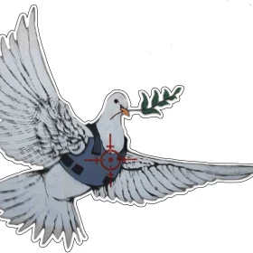 Banksy Peace Dove With Bulletproof West / Target Dove Wall Mural On Bethlehem Building Near Rachel’s Crossing Entrance vinyl sticker