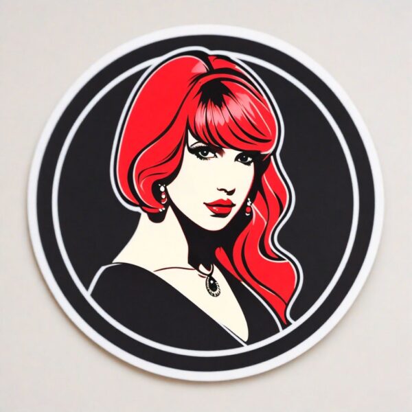 Taylor Swift Portrait Fiery Red Hair Enchanted Elegance Lady Fashion Icon Pop Culture Singer Songwriter AI Cartoon Style Art Celebrity Gift vinyl sticker