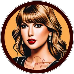 Taylor Swift Portrait With The Real Autograph On Her Neck vinyl sticker