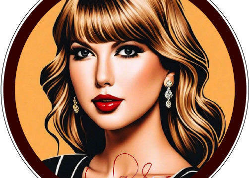 Taylor Swift Portrait With The Real Autograph On Her Neck vinyl sticker