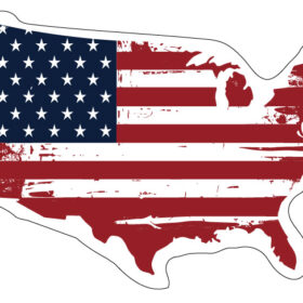 USA Flag American Map Stars And Stripes Patriotic Design United States National Pride Red White Blue Independence Day Freedom Liberty Country Pride Patriotism Home Of The Brave National Identity vinyl sticker