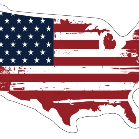 USA Flag American Map Stars And Stripes Patriotic Design United States National Pride Red White Blue Independence Day Freedom Liberty Country Pride Patriotism Home Of The Brave National Identity vinyl sticker
