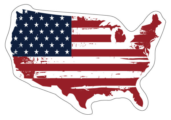 USA Flag American Map Stars And Stripes Patriotic Design United States National Pride Red White Blue Independence Day Freedom Liberty Country Pride Patriotism Home Of The Brave National Identity vinyl sticker