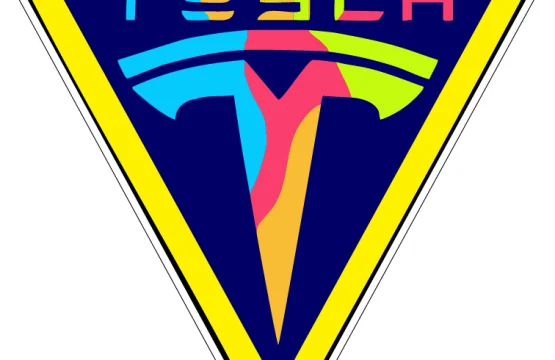 Fancy Tesla Logo In Yield Traffic Sign vinyl sticker