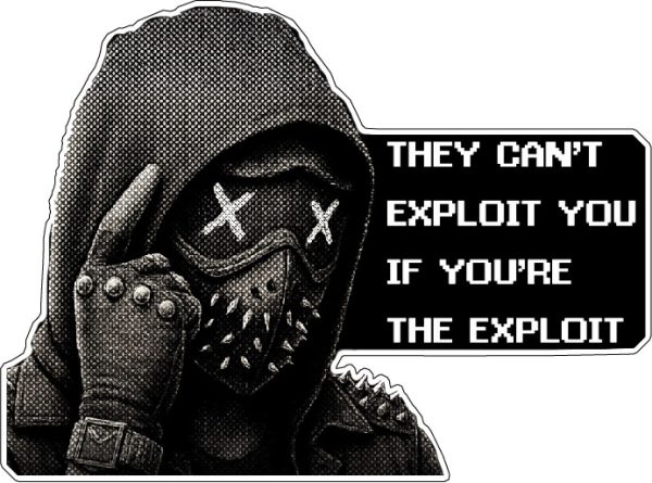 They Can’t Exploit You If You’re the Exploit Dark vinyl sticker