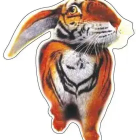 Tiger Rabbit Hybrid Animal vinyl sticker/ printed decal / label / autocollant / wall poster