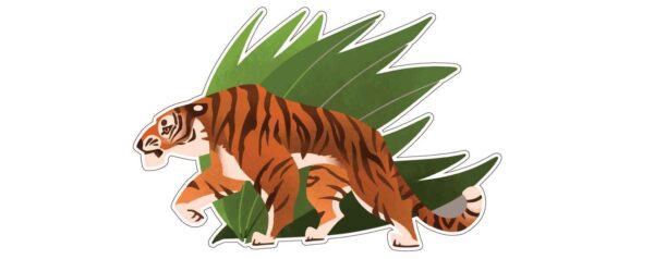 Tiger Resting In Bushes Nature Power Art Vinyl Sticker