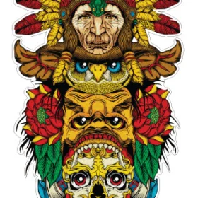 Mystical Totem Skull Art Ancient Tribal Symbolism Sacred Indigenous People Design Spiritual Artifact Vinyl Sticker
