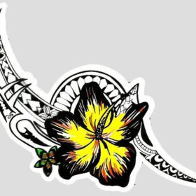 Tribal Hibiscus vinyl sticker