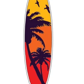 Tropical Hawaiian Surf Board Sunset Palm Trees vinyl sticker