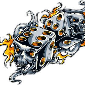 Two Grey Dices skulls vinyl sticker
