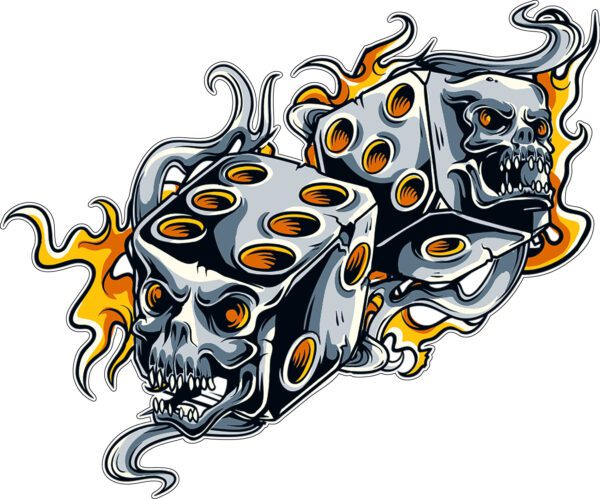 Two Grey Dices skulls vinyl sticker