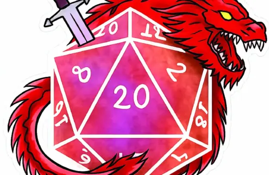 Fierce Red Dragon D20 Dice Fantasy RPG Fire Dragon Warrior Dungeons & Dragons Tabletop Gaming Art vinyl sticker
