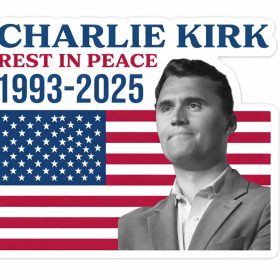 Charlie Kirk Rest In Peace 1993-2025 Patriotic USA Flag Political Satire Meme Patriotic Protest vinyl sticker