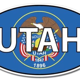 Utah State Oval Flag Wall Window Car Vinyl Sticker Decal