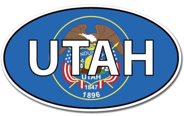 Utah State Oval Flag Wall Window Car Vinyl Sticker Decal