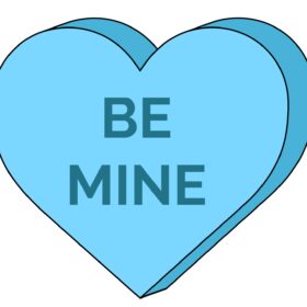 Valentine Be Mine Cute Blue Candy Heart Vinyl Sticker