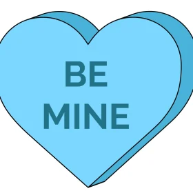 Valentine Be Mine Cute Blue Candy Heart Vinyl Sticker