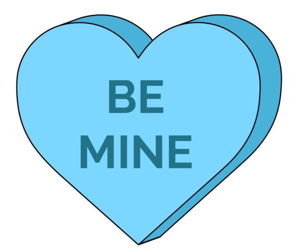 Valentine Be Mine Cute Blue Candy Heart Vinyl Sticker