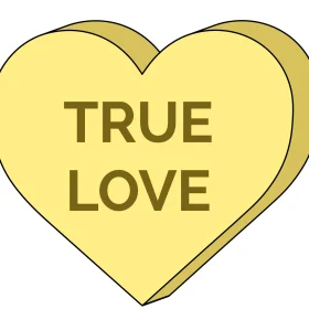 Valentine True Love Cute Golden Candy Heart Vinyl Sticker