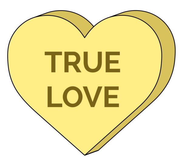 Valentine True Love Cute Golden Candy Heart Vinyl Sticker