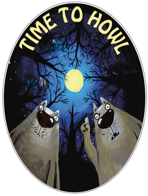 Time To Howl By Russian Artist Vasya Lozhkin Wolf Midnight Timeless Spiritual Cry Moonlight Sonata Art Vinyl Sticker
