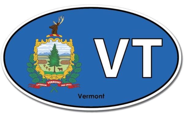 Vermont State VT Oval Flag Wall Window Car Vinyl Sticker Decal