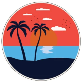 Vibrant Beach Sunset Retro Waves of Sun Kissed Shore Vintage Style Decor vinyl sticker