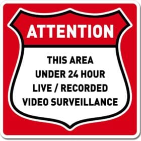 Video Surveillance Attention Squared Red Sign Vinyl Sticker