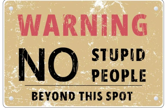 Warning No Stupid People Beyond This Spot Funny Sign Retro Design vinyl sticker