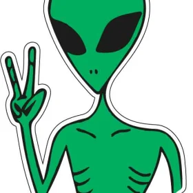 We Out Here Green Alien vinyl sticker