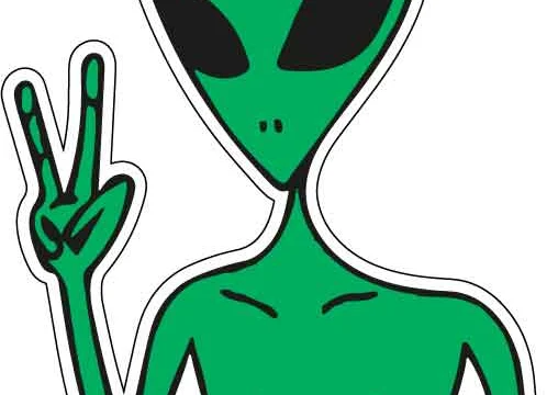 We Out Here Green Alien vinyl sticker