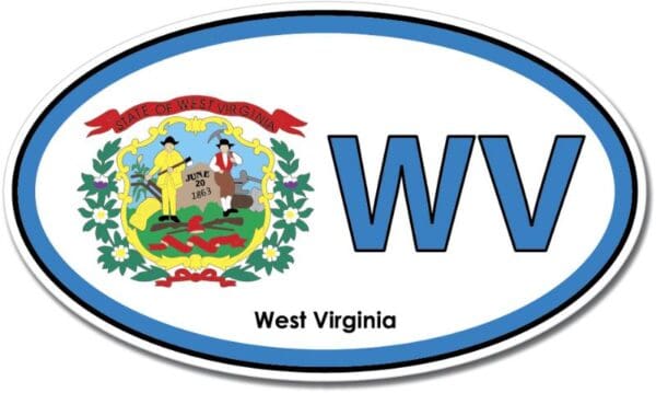 West Virginia State WV Oval Flag Wall Window Car Sticker Decal