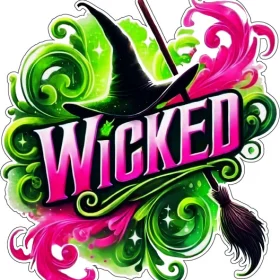 Wicked For Good Movie Logo Glinda & Elphaba Yin-Yang Pink Green Colors vinyl sticker