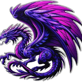 Wild Purple Dragon Cybernetic Angry Warrior Power And Fury Symbol Creature Galaxy Indigo Fighter Of Fantasy World Cyber AI Design vinyl sticker