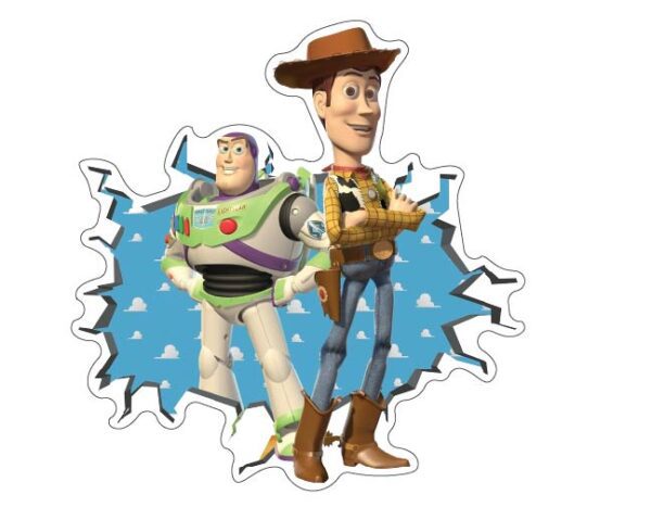 Sheriff Woody Cowboy And Buzz Lightyear Dynamic Duo Disney Pixar Toy Story Team Cartoon Fan Art Vinyl Sticker