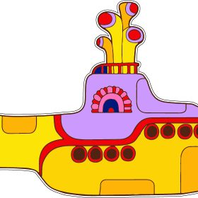 Yellow Submarine Beatles Retro 60s Pop Art Cartoon Groovy Music Inspired Nautical Illustration Psychedelic vinyl sticker