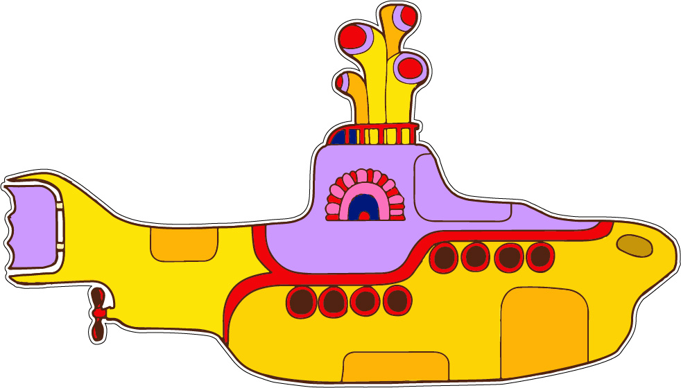 Yellow Submarine Beatles Retro 60s Pop Art Cartoon Groovy Music Inspired Nautical Illustration Psychedelic vinyl sticker Yellow Submarine Beatles Retro 60s Pop Art Cartoon Groovy Music Inspired Nautical Illustration Psychedelic vinyl sticker