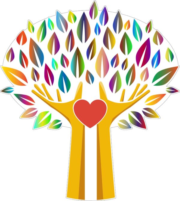 Yoga Tree Of Love Heart vinyl sticker