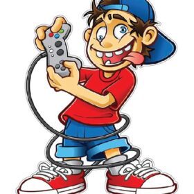 Crazy Game Boy Young Gaming Geek Playing Playstation Video Game Funny Cartoon Virtual Gamer World Vinyl Sticker