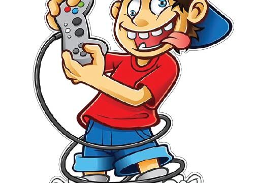 Crazy Game Boy Young Gaming Geek Playing Playstation Video Game Funny Cartoon Virtual Gamer World Vinyl Sticker