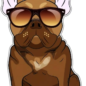 Cute French Bulldog Stylish Sunglasses Trendy Dog Art Fashionable Frenchie Cool Pet Design Adorable Pup Hipster Puppy Animal Cartoon vinyl sticker